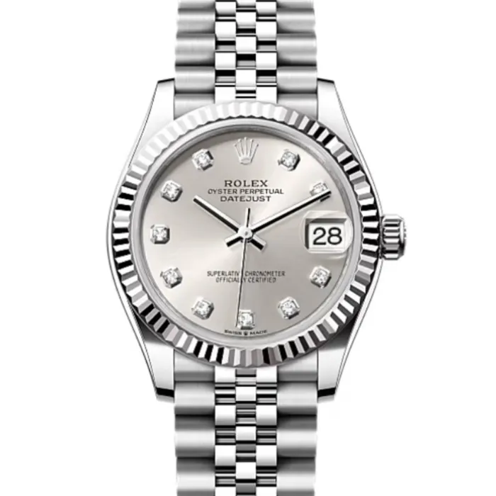 Rolex Bracelets Rolex Datejust 31mm Ref 2782740030 Silver Diamond Dial Stainless Steel Jubilee Bracelet Womens Watch