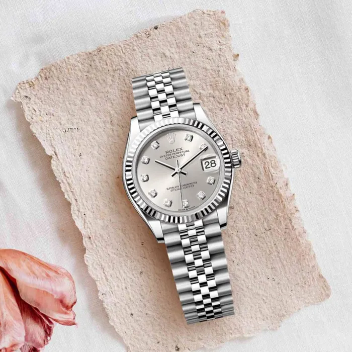 Rolex Bracelets Rolex Datejust 31mm Ref 2782740030 Silver Diamond Dial Stainless Steel Jubilee Bracelet Womens Watch