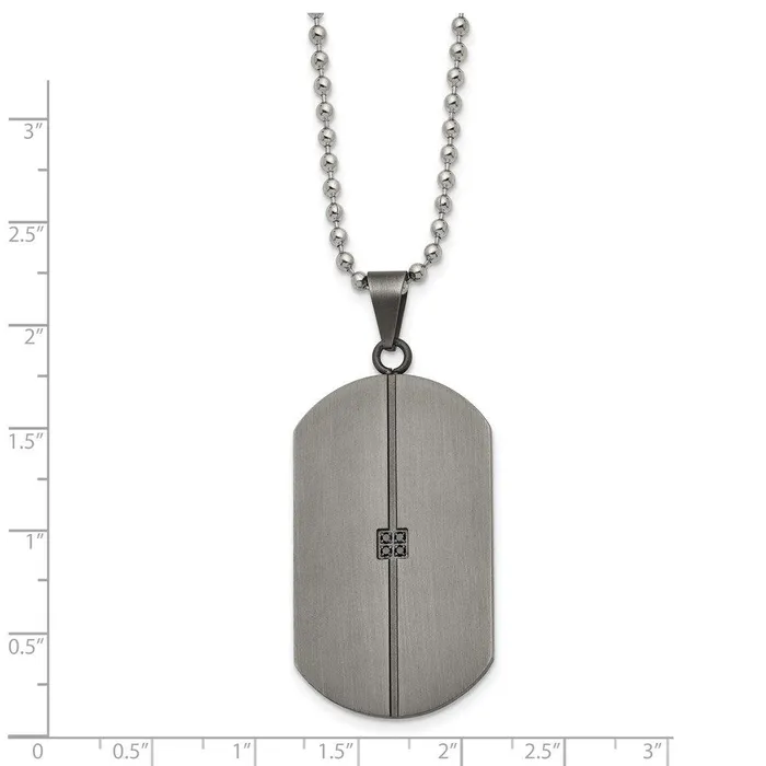 Chisel Necklaces Stainless Steel MatteAntiqued 004cttw Diamond Dog Tag Necklace