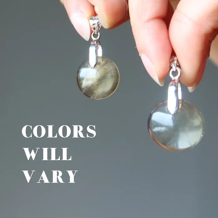 Yellow Quartz Pendant Bright Side of Life Silver Satin Crystals Necklaces