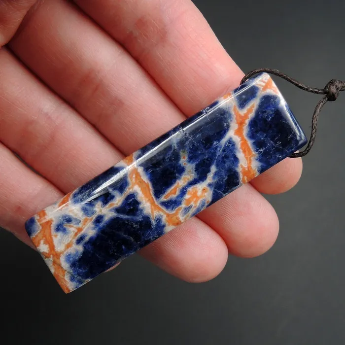 Orange Sodalite Pendant Drilled Rectangle Natural Stone Statement Pendant P1502 Intrinsic Trading Necklaces