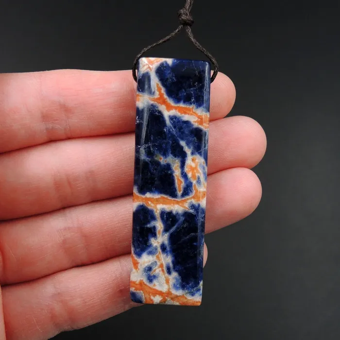 Orange Sodalite Pendant Drilled Rectangle Natural Stone Statement Pendant P1502 Intrinsic Trading Necklaces