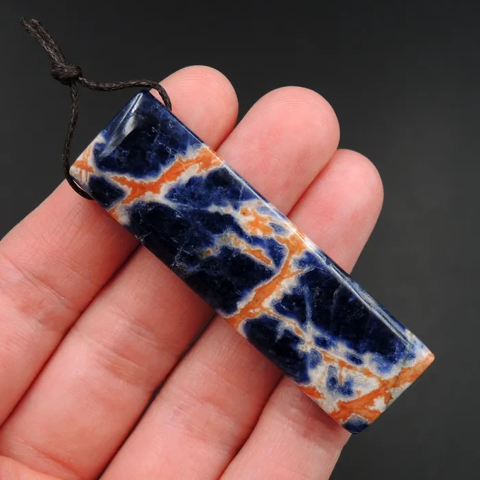 Orange Sodalite Pendant Drilled Rectangle Natural Stone Statement Pendant P1502 Intrinsic Trading Necklaces