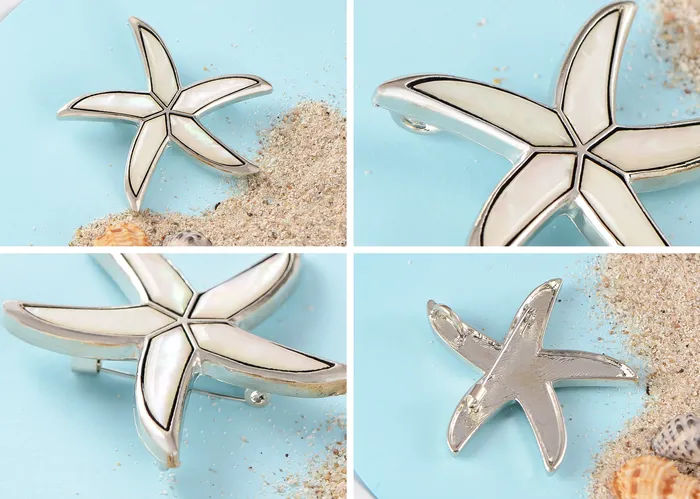 ALILANGCOM Necklaces Alilang Silver Tone Abalone Shell Starfish Sea Star Animal Brooch Pin Pendant ALILANGCOM Necklaces Alilang Silver Tone Abalone Shell Starfish Sea Star Animal Brooch Pin Pendant