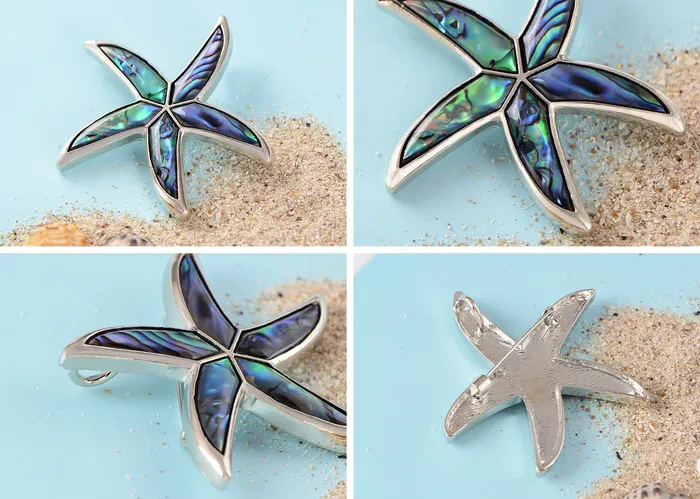 ALILANGCOM Necklaces Alilang Silver Tone Abalone Shell Starfish Sea Star Animal Brooch Pin Pendant ALILANGCOM Necklaces Alilang Silver Tone Abalone Shell Starfish Sea Star Animal Brooch Pin Pendant