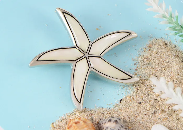 ALILANGCOM Necklaces Alilang Silver Tone Abalone Shell Starfish Sea Star Animal Brooch Pin Pendant ALILANGCOM Necklaces Alilang Silver Tone Abalone Shell Starfish Sea Star Animal Brooch Pin Pendant