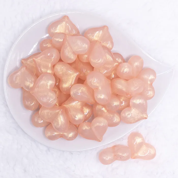 The BumbleBead Company Necklaces 28mm Champagne Pearl Heart Acrylic Bubblegum Beads