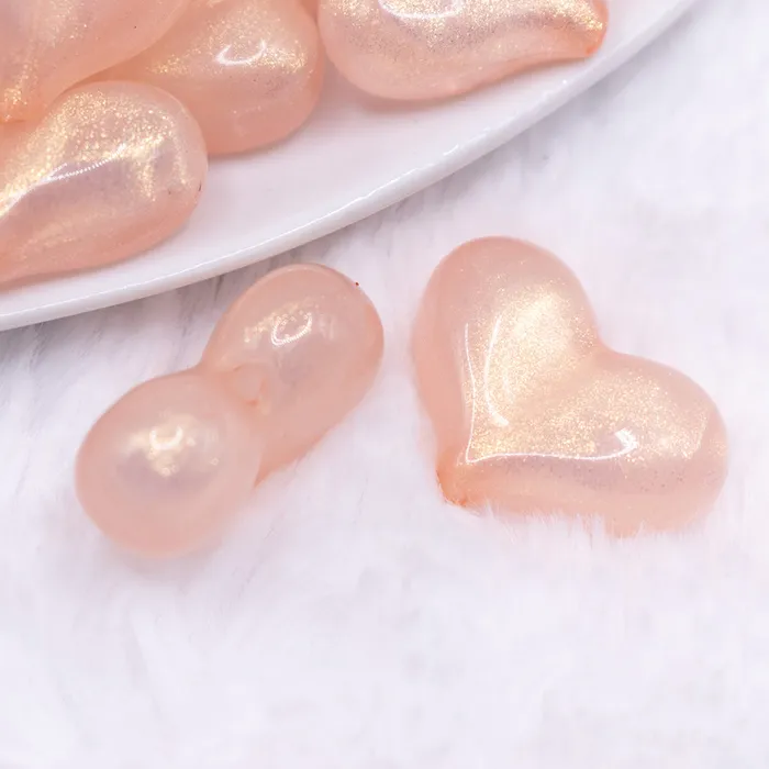 The BumbleBead Company Necklaces 28mm Champagne Pearl Heart Acrylic Bubblegum Beads